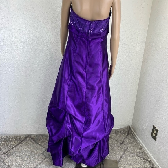 Jessica McClintock/Gunne Sax Purple Bubble Hem Satin Gown Prom Whimsigoth fairy - Picture 6 of 15